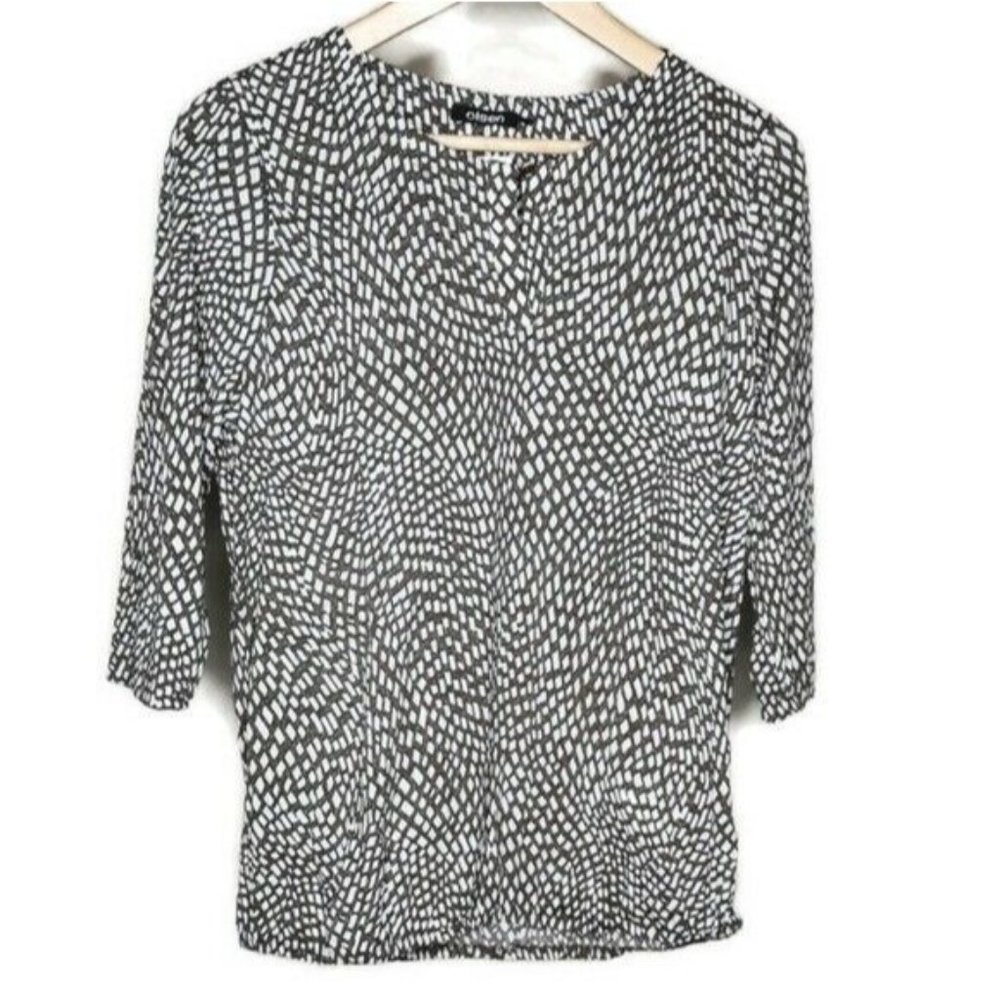 NWT Olsen 3/4 Sleeve Geometric Print Top S-M/8